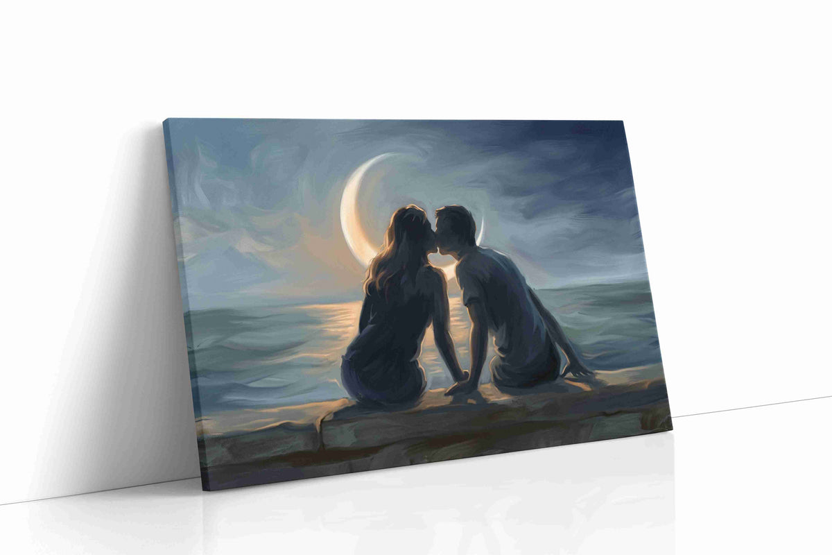 Moonlit Embrace romance canvas print, gallery-wrapped, ready to hang