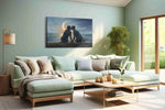 Moonlit Embrace romance canvas print, hanging on wall