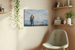 Moonlit Embrace II romance canvas print, displayed in a living room