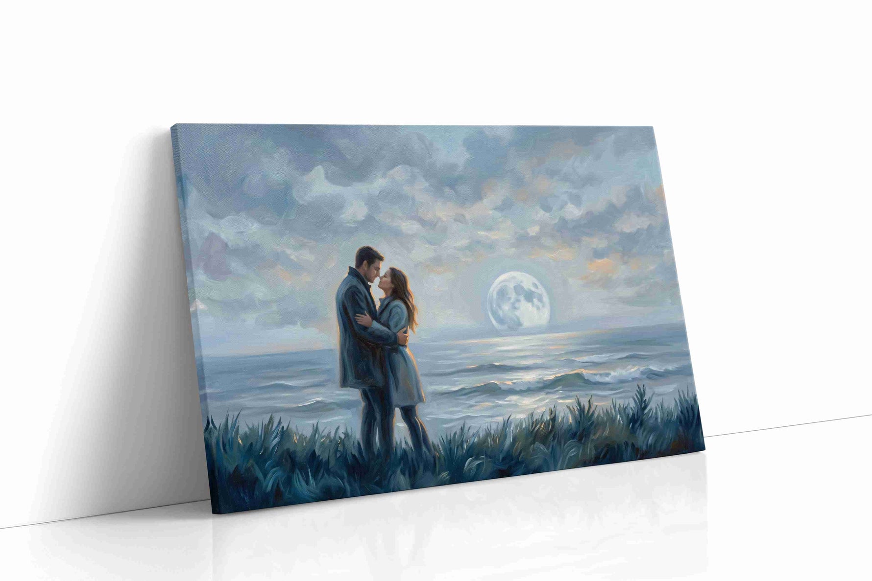 Moonlit Embrace II romance canvas print, gallery-wrapped, ready to hang