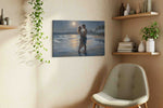 Moonlit Embrace by the Sea romance canvas print styled in a living room