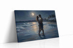 Moonlit Embrace by the Sea romance canvas print, gallery-wrapped, ready to hang