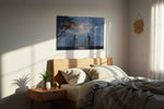 Moonlit Encounter romance canvas print, displayed in a bedroom