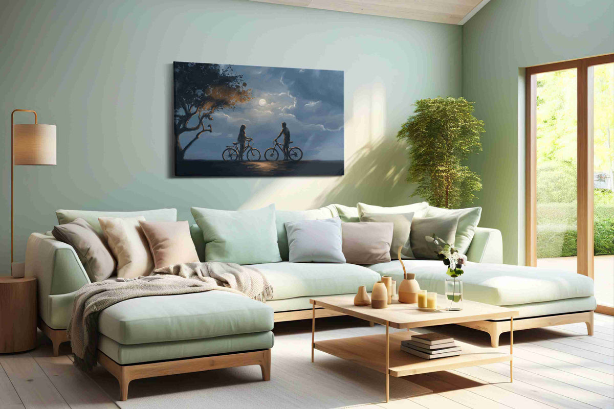 Moonlit Encounter romance canvas print, hanging on wall