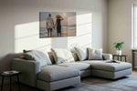 Moonlit Stroll by the Sea romance canvas print, displayed in a living room
