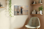 Moonlit Stroll by the Sea romance canvas print styled in a living room