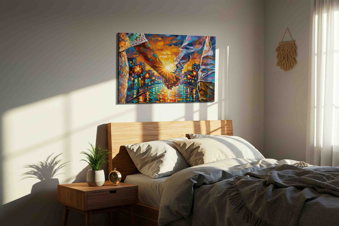 Radiant Connection at Dusk – romance canvas wall art, gallery-wrapped, ready to hang