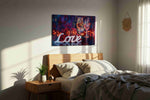 Romantic Reflections wine canvas print, displayed in a bedroom
