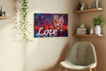 Romantic Reflections wine canvas print, displayed in a living room