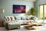 Romantic Reflections wine canvas print, hanging on wall