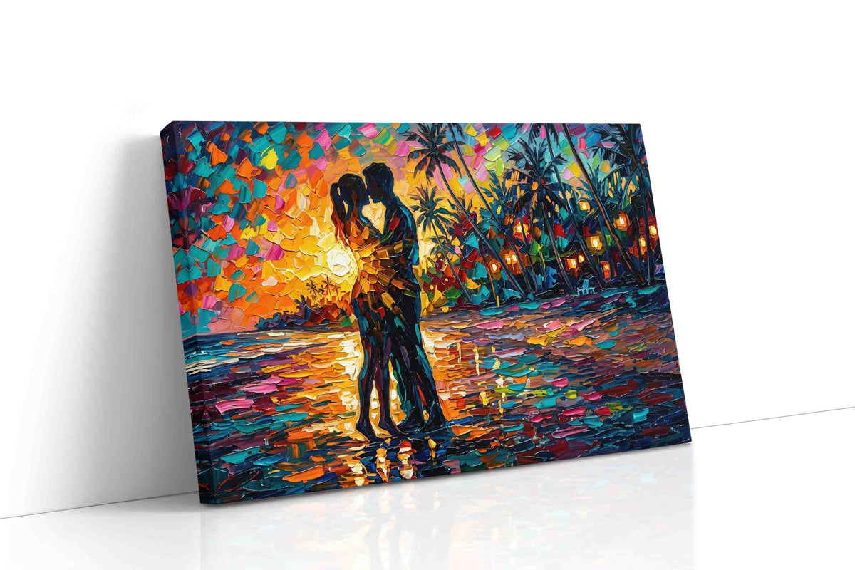Sunset Embrace romance canvas print gallery-wrapped landscape canvas studio shot