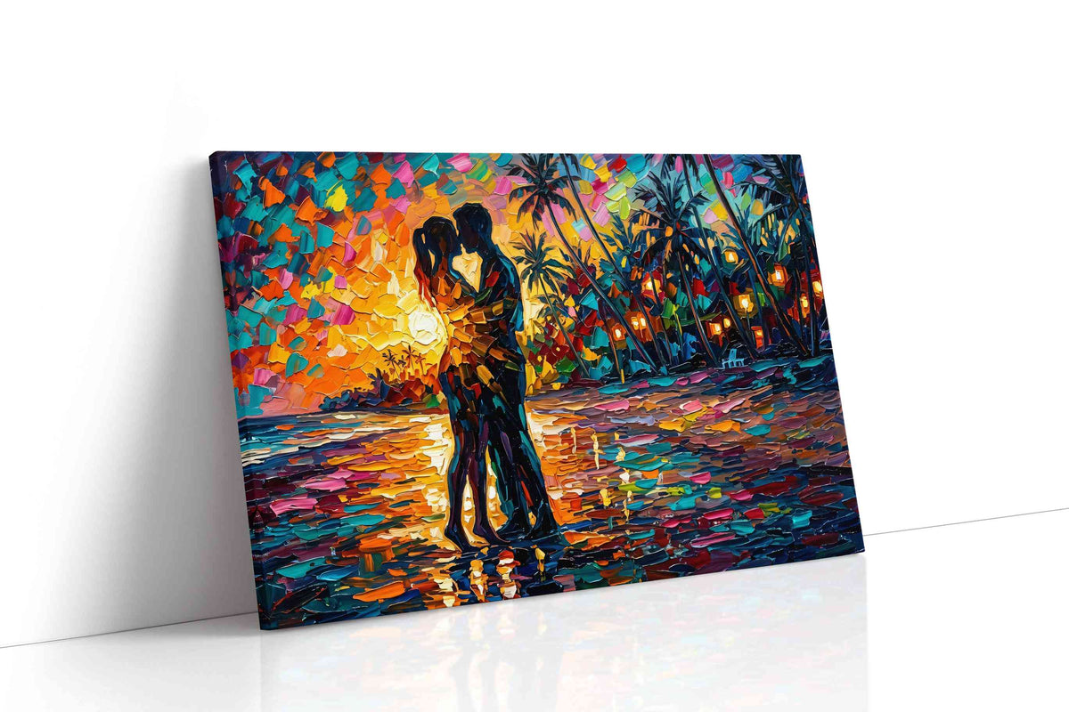 Sunset Embrace romance canvas print, gallery-wrapped, ready to hang