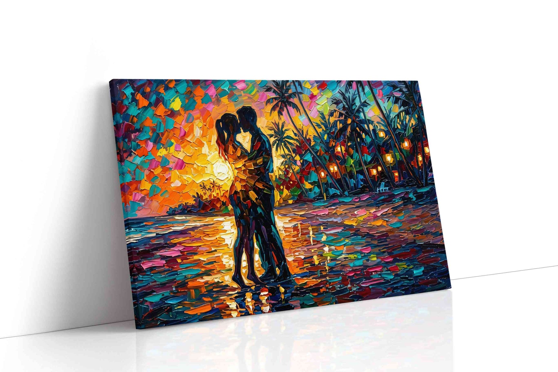 Sunset Embrace romance canvas print, gallery-wrapped, ready to hang