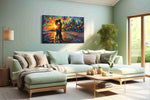 Sunset Embrace romance canvas print, hanging on wall
