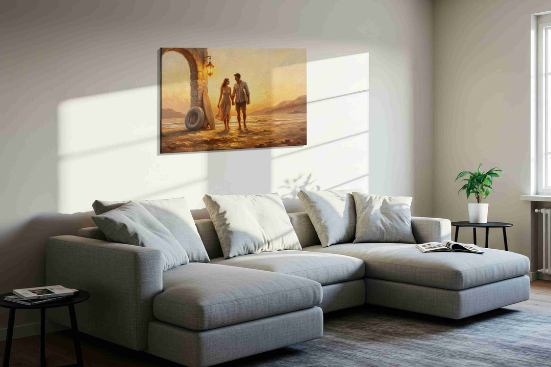 Sunset Promenade – romance canvas wall art, gallery-wrapped, ready to hang