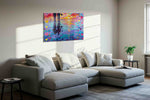 Sunset Reflections of Love romance canvas print, displayed in a living room