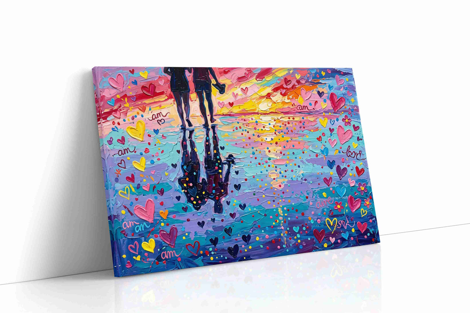 Sunset Reflections of Love romance canvas print, gallery-wrapped, ready to hang