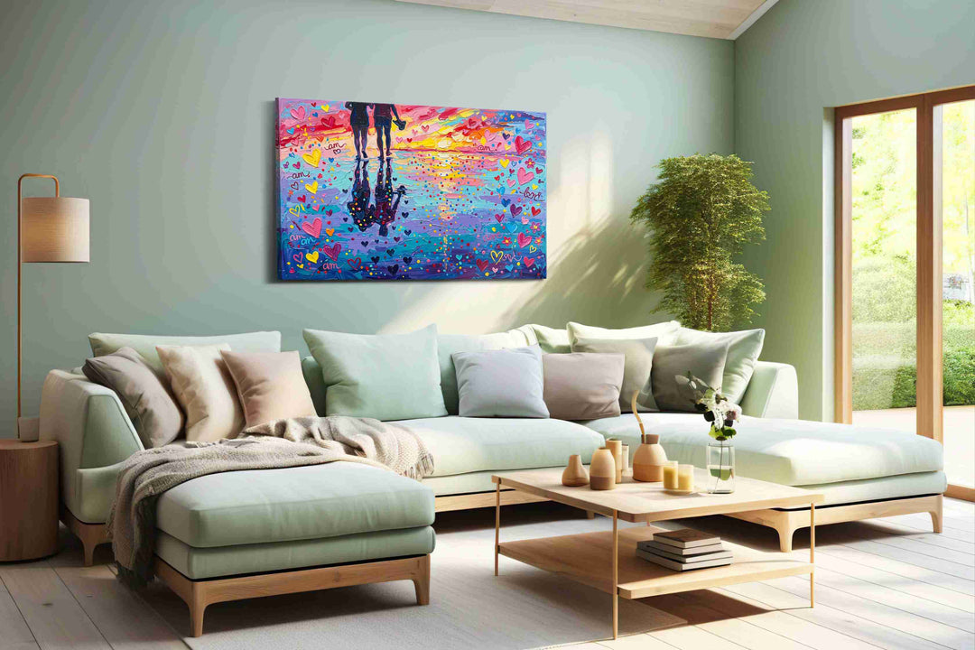 Sunset Reflections of Love – romance canvas wall art, gallery-wrapped, ready to hang