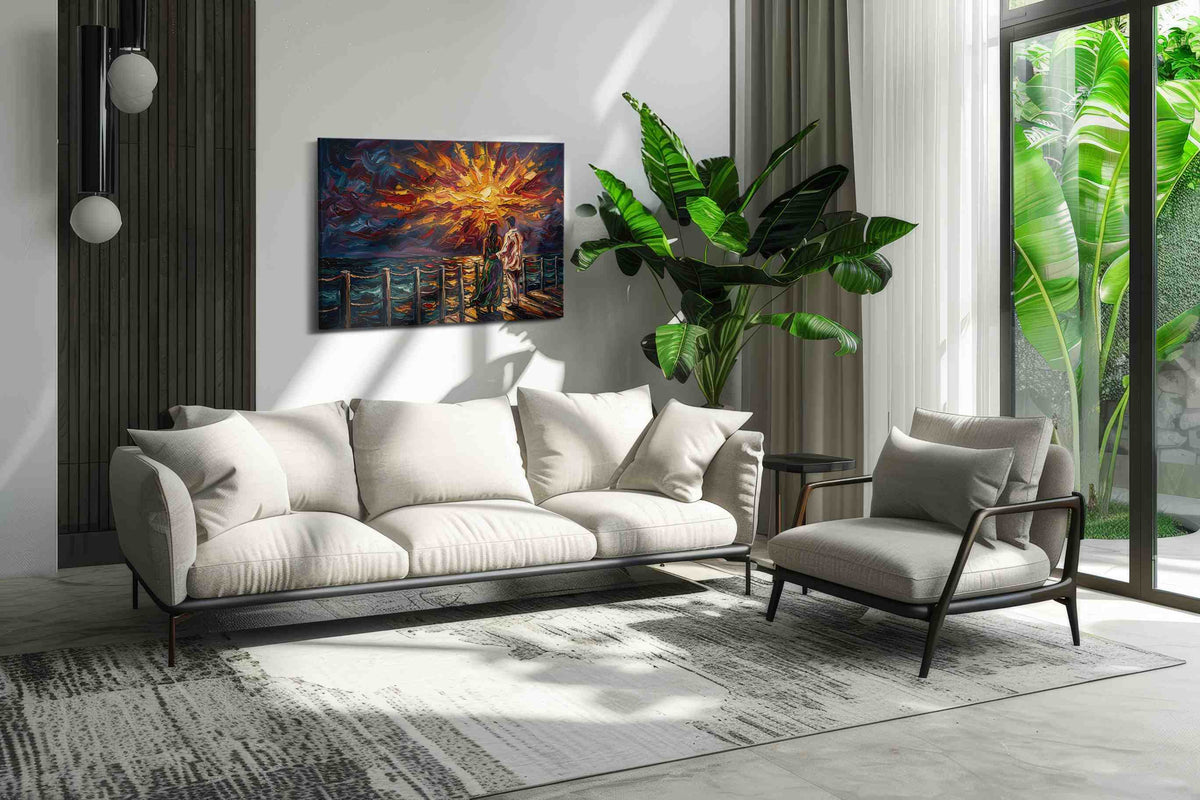 Sunset Serenade in Oils romance canvas print, on wall, lifestyle preview