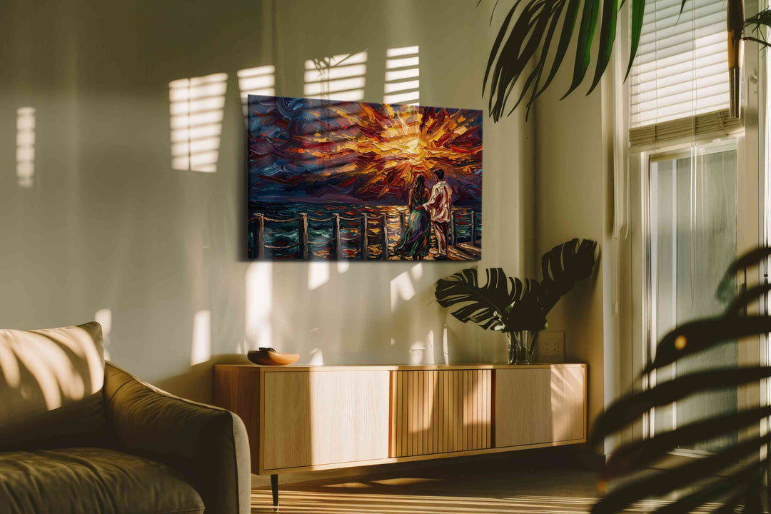 Sunset Serenade in Oils – romance canvas wall art, gallery-wrapped, ready to hang