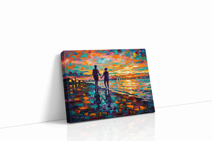Sunset Stroll of Vibrant Hues romance canvas print gallery-wrapped landscape canvas studio shot