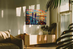Sunset Stroll of Vibrant Hues romance canvas print, hanging on wall
