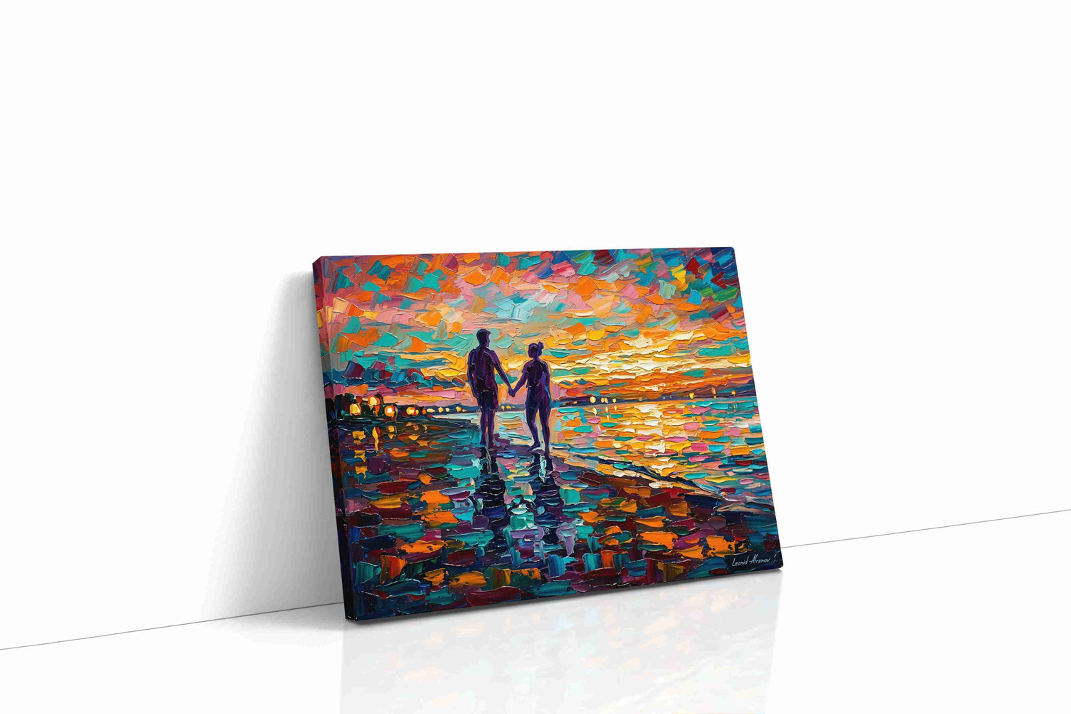 Sunset Stroll of Vibrant Hues romance canvas print, gallery-wrapped, ready to hang