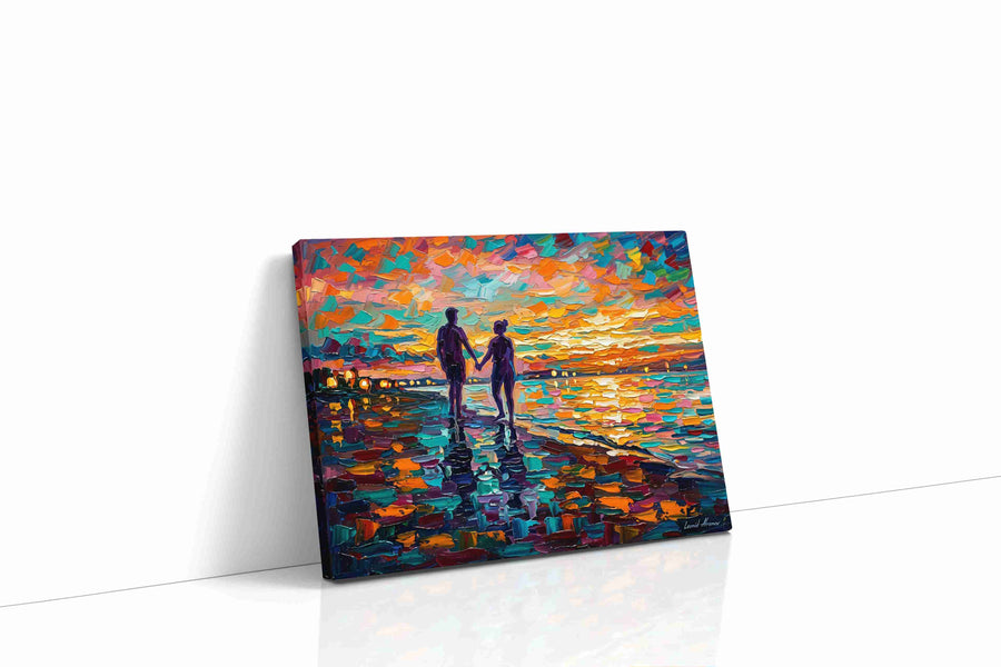Sunset Stroll of Vibrant Hues romance canvas print, gallery-wrapped, ready to hang