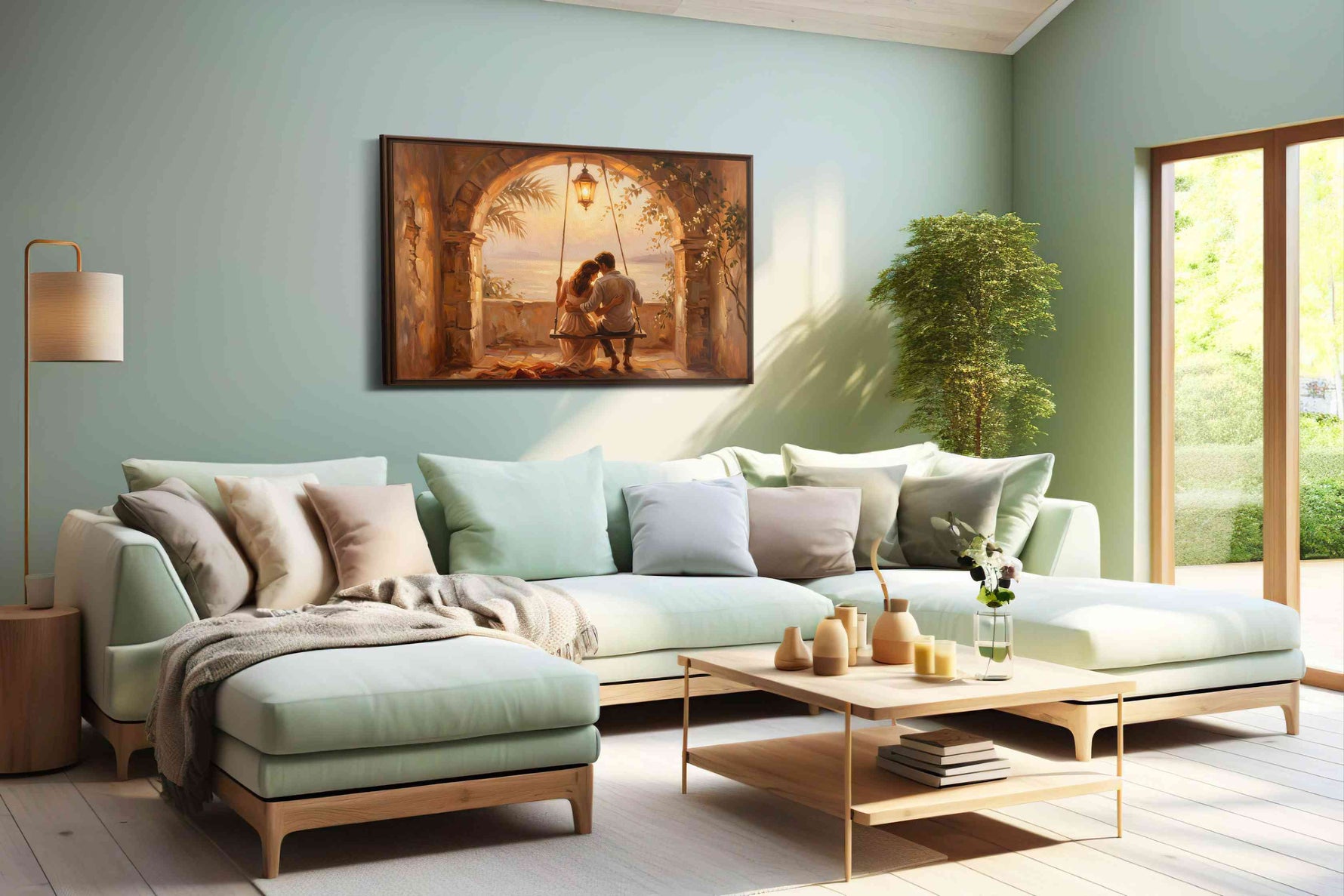 Whispers at Dusk romance canvas print, hanging on wall