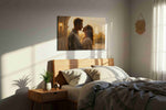 Whispers at Dusk II romance canvas print, displayed in a bedroom
