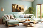 Whispers at Dusk II romance canvas print, hanging on wall