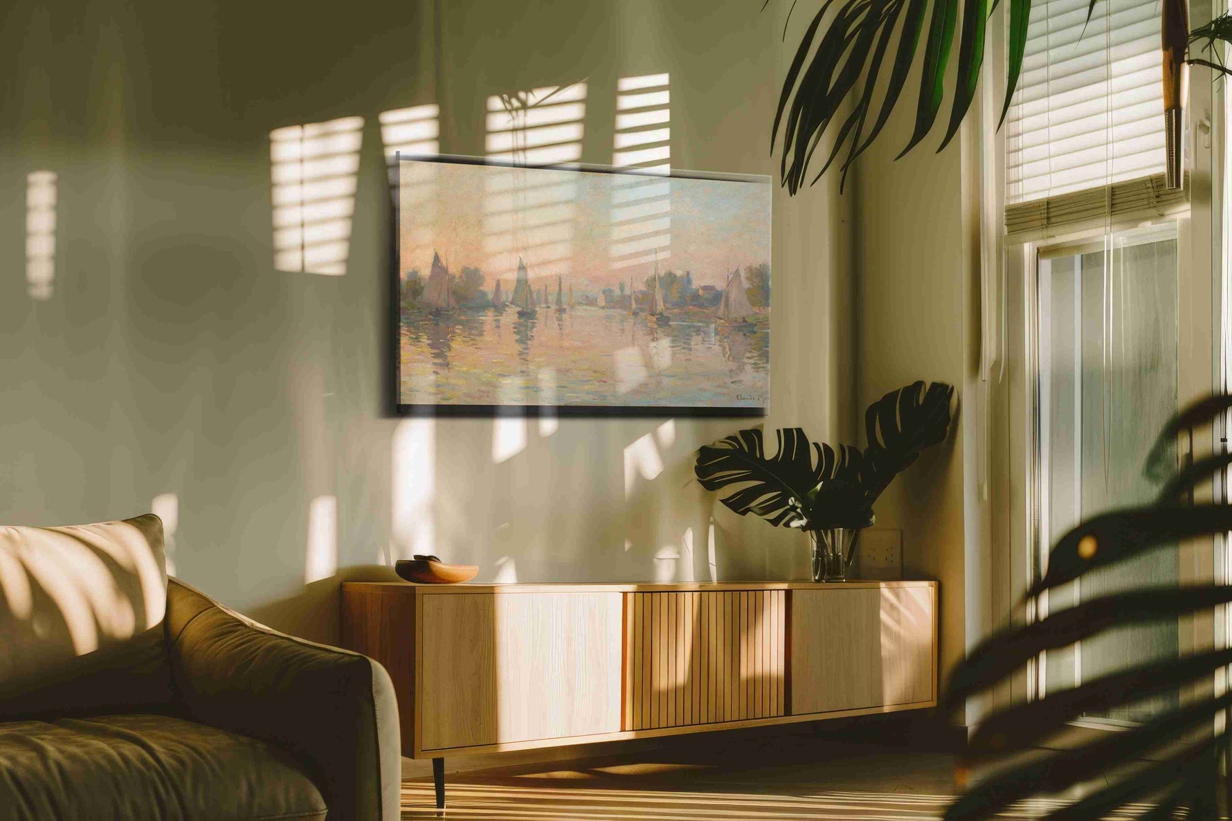 Whisper of the Seine landscape canvas print in a contemporary interior mockup