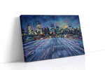 Celestial Cityscape Symphony urban canvas print, gallery-wrapped, ready to hang