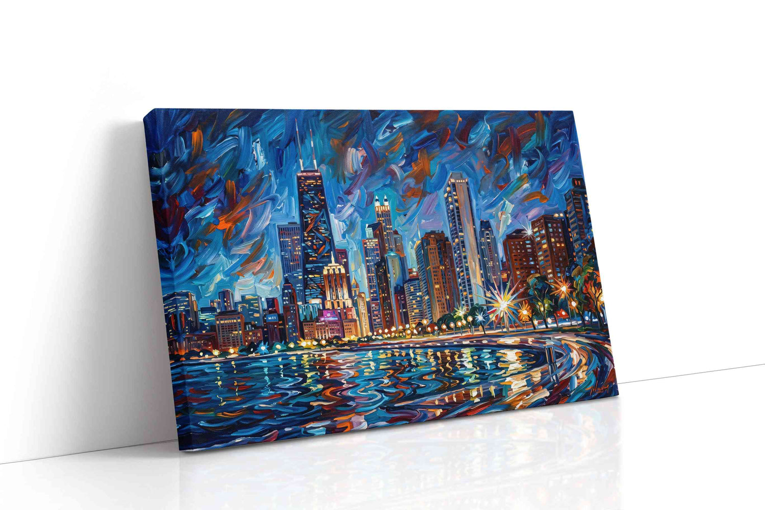 City Dreams Aglow urban canvas print, gallery-wrapped, ready to hang