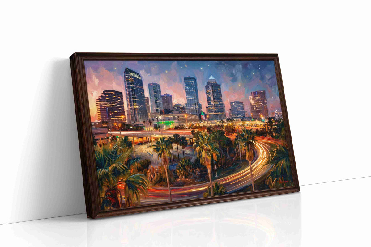 City Lights Symphony III urban canvas print gallery-wrapped landscape canvas studio shot