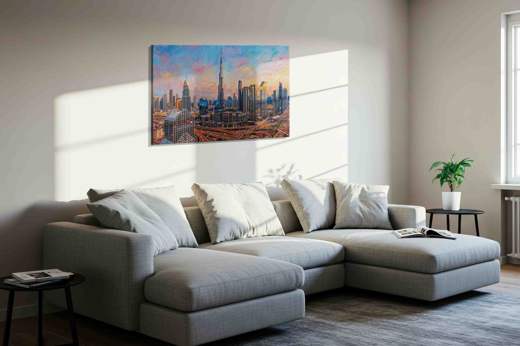 City of Future Visions urban canvas print in a living room scene