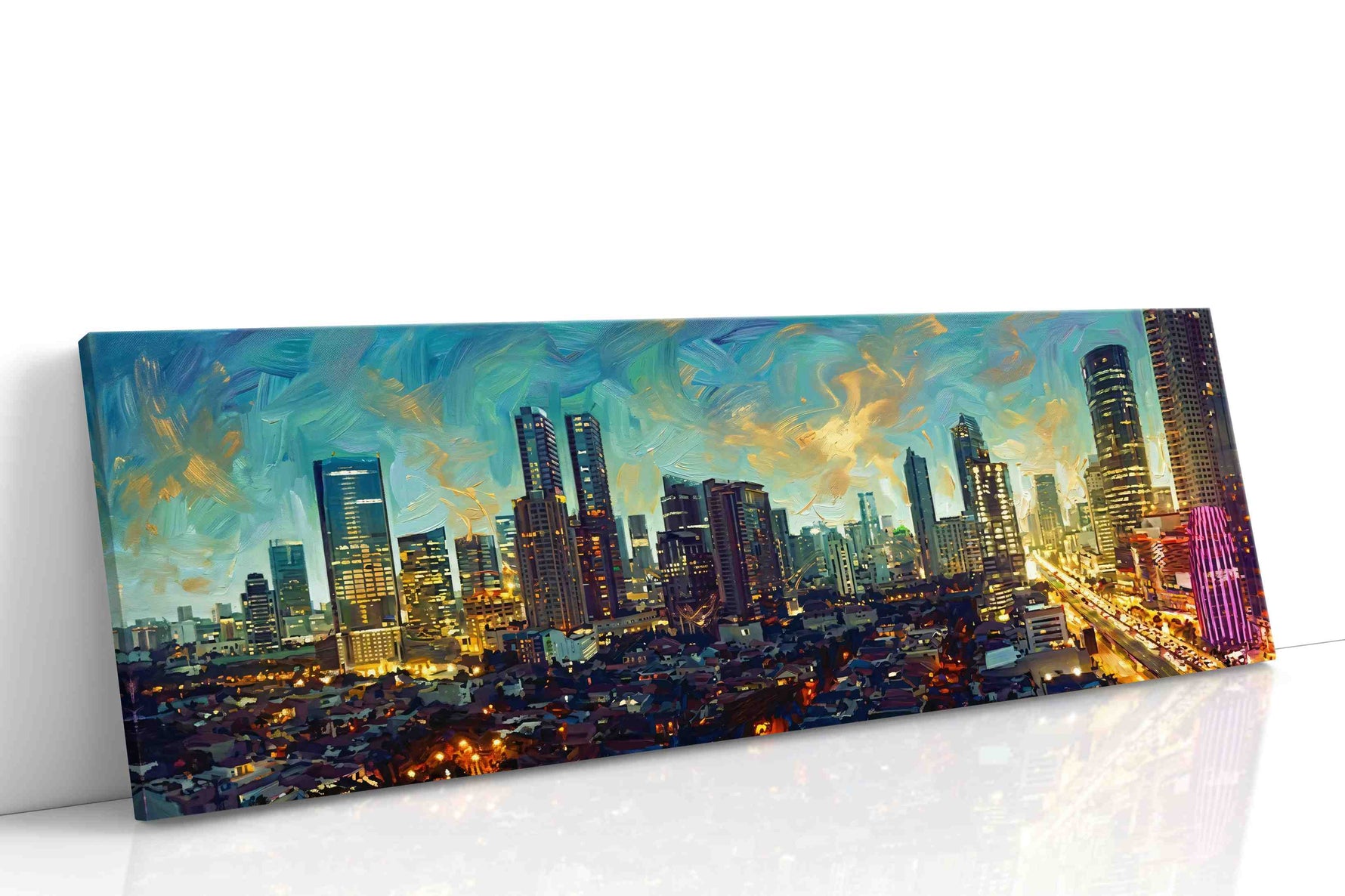 Cityscape Symphony urban canvas print gallery-wrapped landscape canvas studio shot