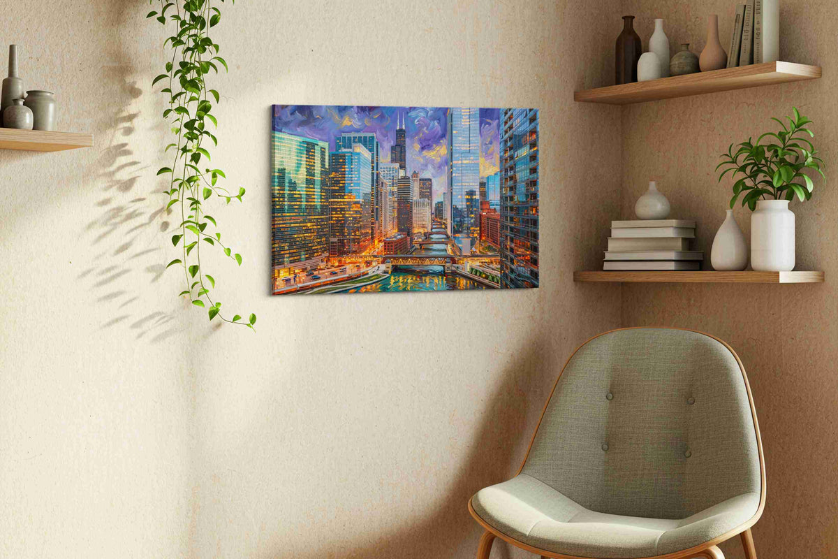 Cosmic Urban Current urban canvas print, displayed in a living room