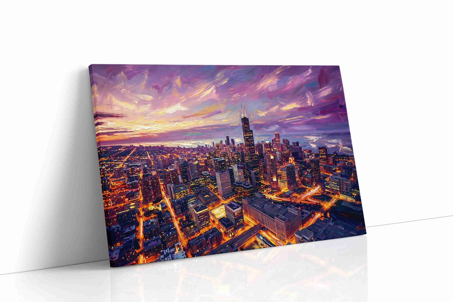 Dusk's Urban Glow urban canvas print, gallery-wrapped, ready to hang