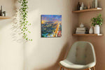 Electric Cityscape Nocturne urban canvas print, hanging on wall