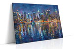 Electric Cityscape Reflections urban canvas print, gallery-wrapped, ready to hang