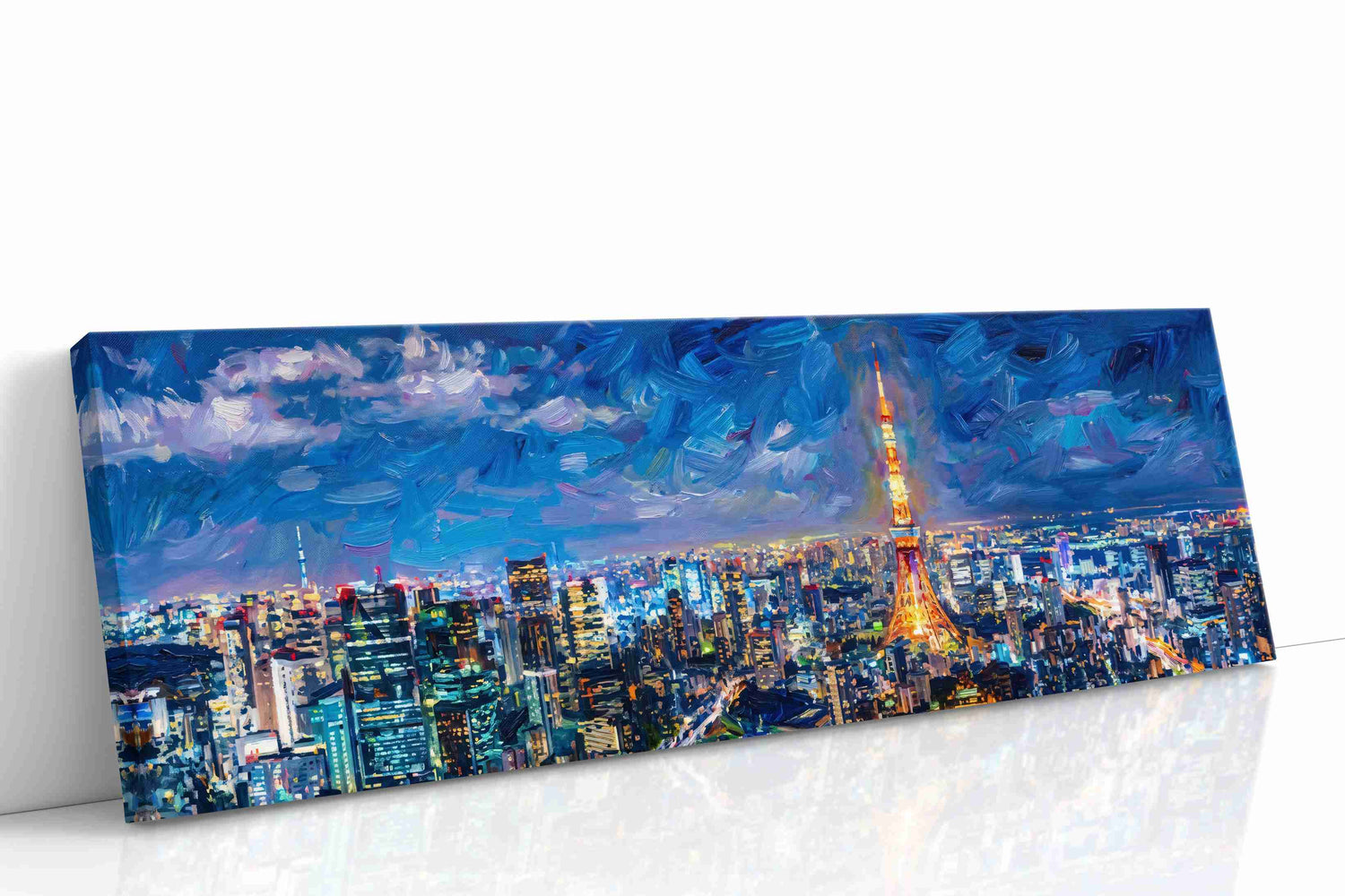 Electric Dreamscape Skyline urban canvas print, gallery-wrapped, ready to hang