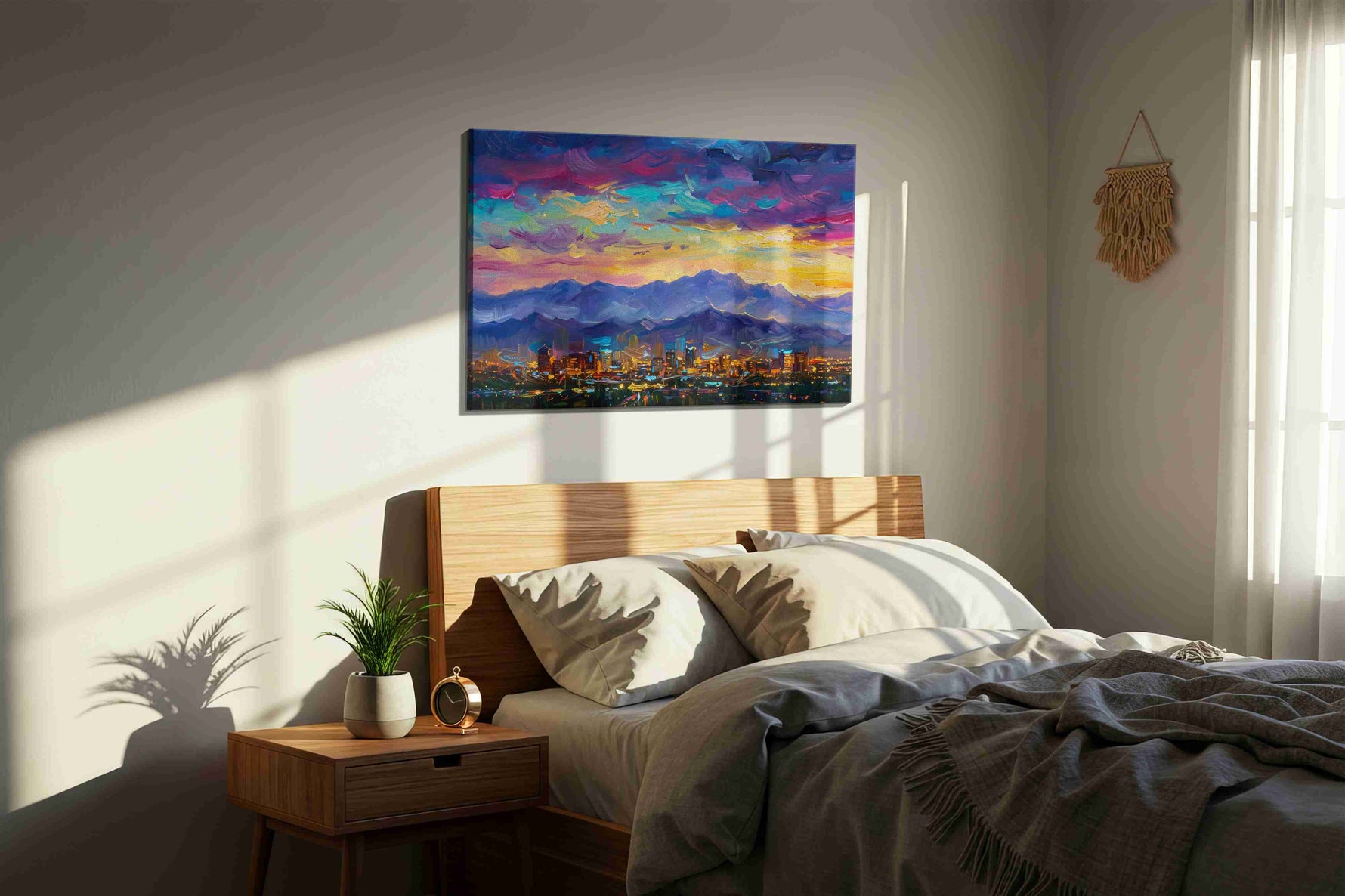Electric Skies Over City Dreams – urban canvas wall art, gallery-wrapped, ready to hang