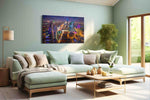 Neon Dreams of Riyadh urban canvas print, hanging on wall
