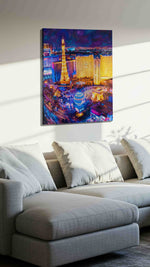 Neon Dreams of the Night urban canvas print, displayed in a living room