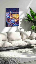 Neon Dreams of the Night urban canvas print in a hung canvas mockup