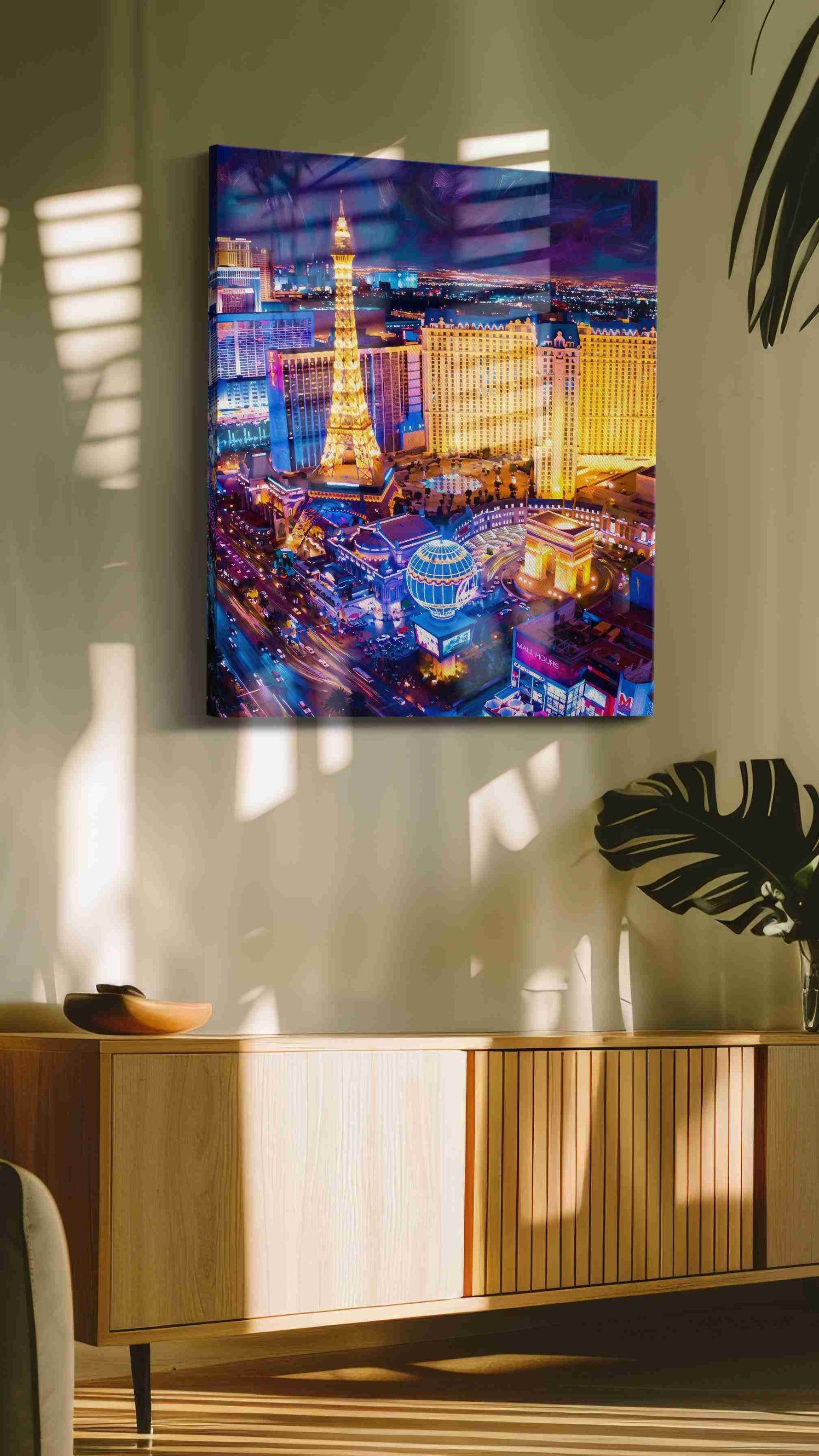 Neon Dreams of the Night urban canvas print, on wall, lifestyle preview