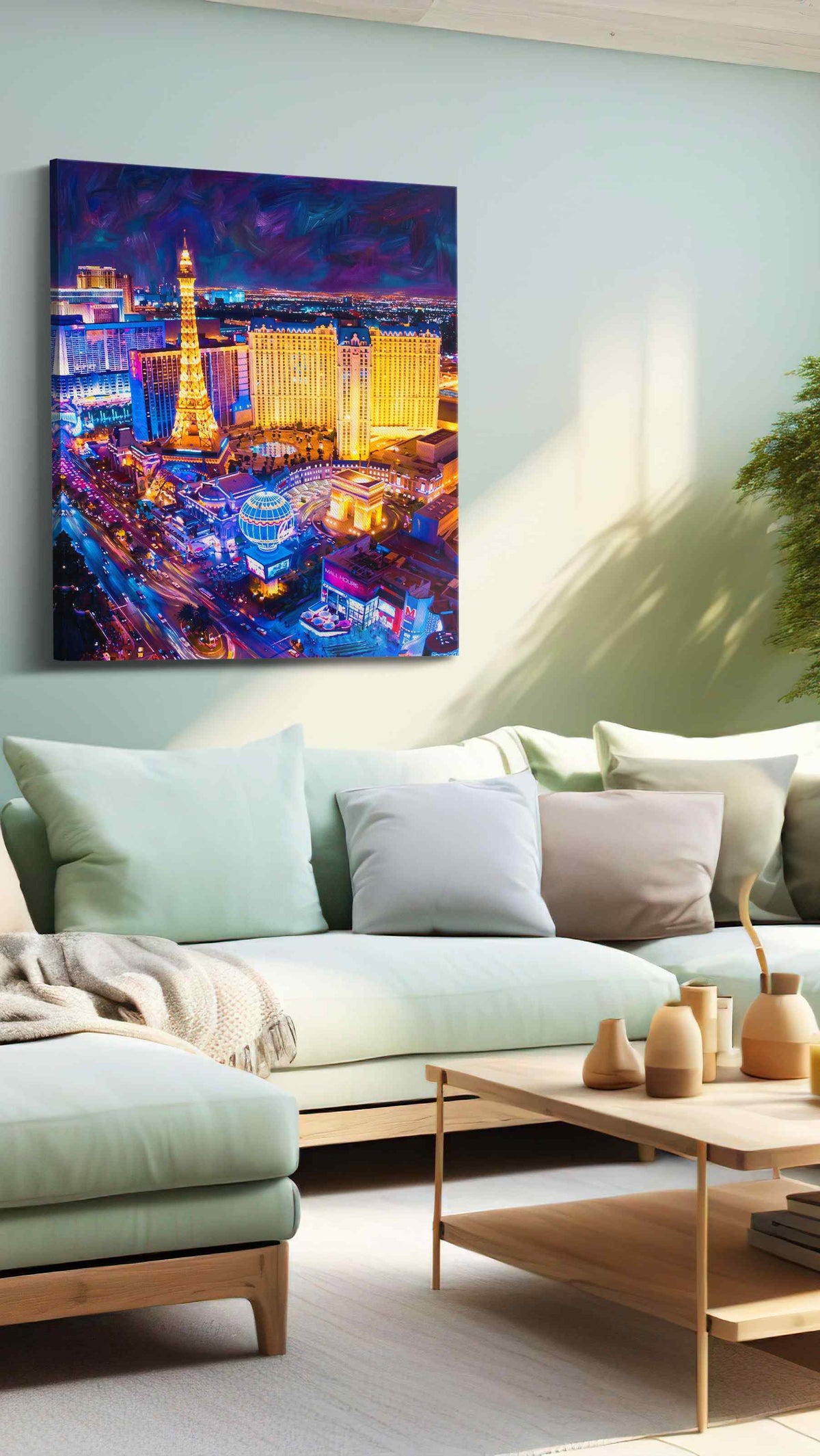 Neon Dreams of the Night urban canvas print, hanging on wall
