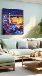 Neon Dreams of the Night urban canvas print, hanging on wall