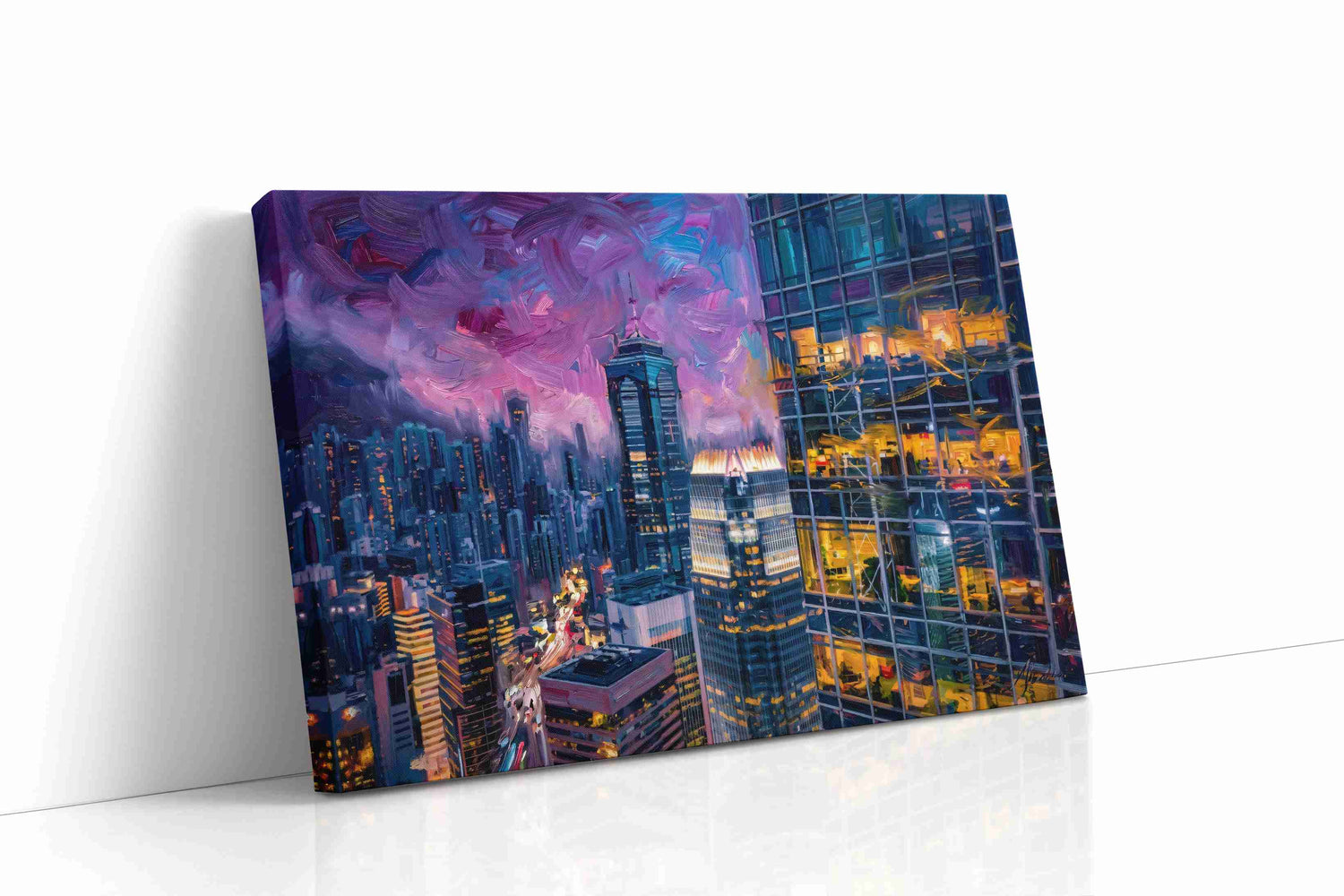 Neon Dreams of the Skyline urban canvas print, gallery-wrapped, ready to hang